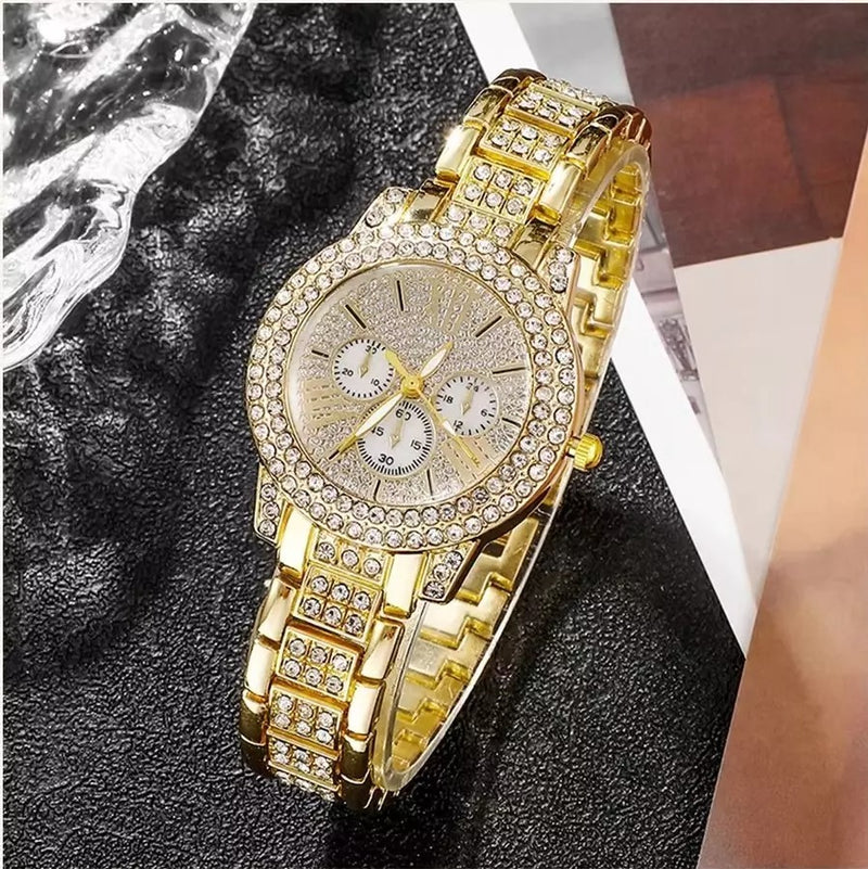 Full Diamond Bracelet Watch Suit Women's Quartz