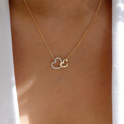 Double Peach Heart Pendant Clavicle Chain