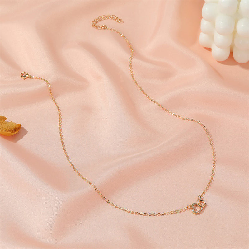 Double Peach Heart Pendant Clavicle Chain