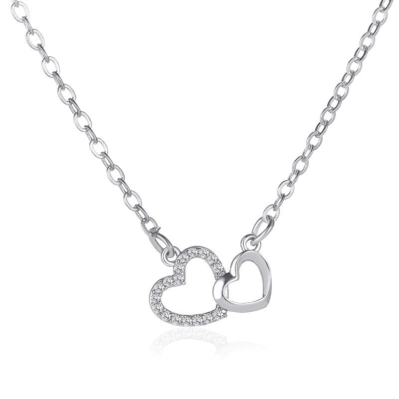 Double Peach Heart Pendant Clavicle Chain