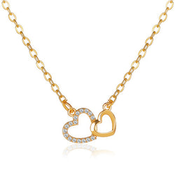 Double Peach Heart Pendant Clavicle Chain