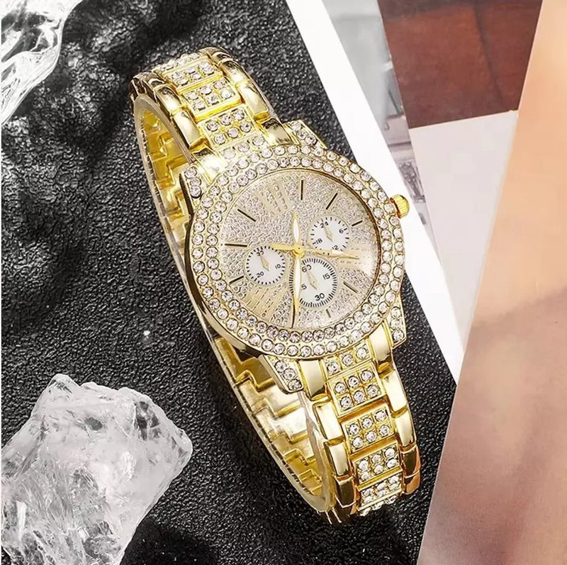 Full Diamond Bracelet Watch Suit Women's Quartz