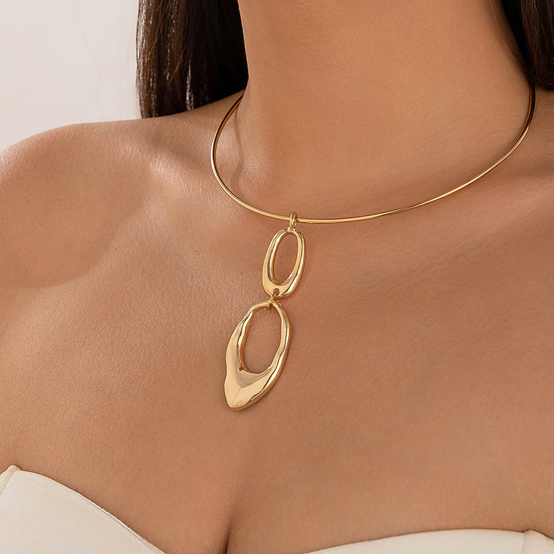 Glossy Surface Spring Open Collar Bracelet Simple Necklace