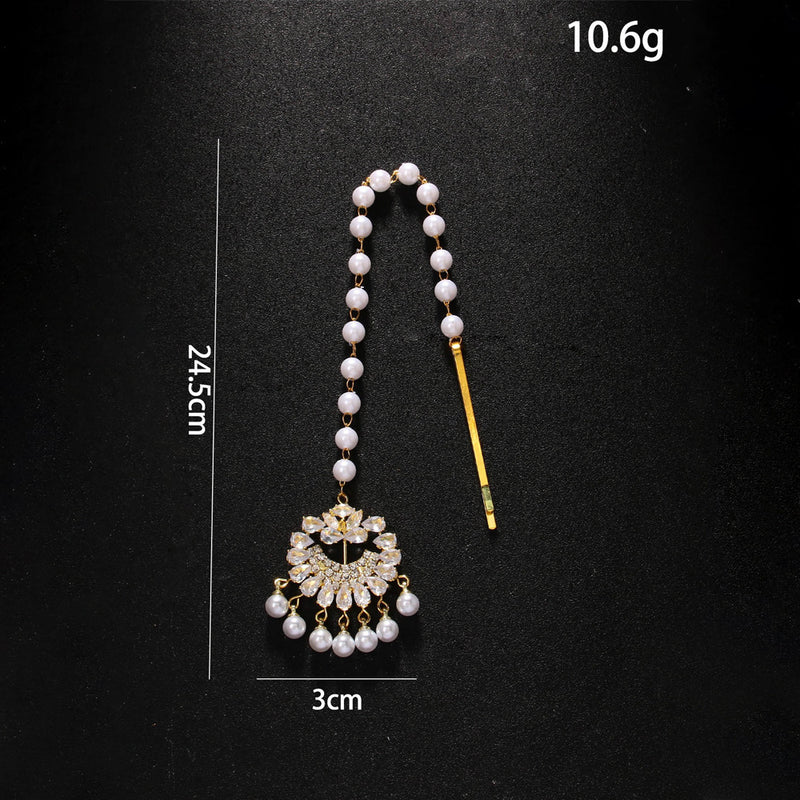 Pearl Forehead Diamond Headdress Ethnic  Hair Chain