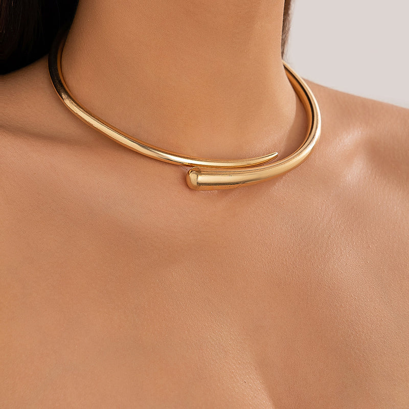 Glossy Surface Spring Open Collar Bracelet Simple Necklace