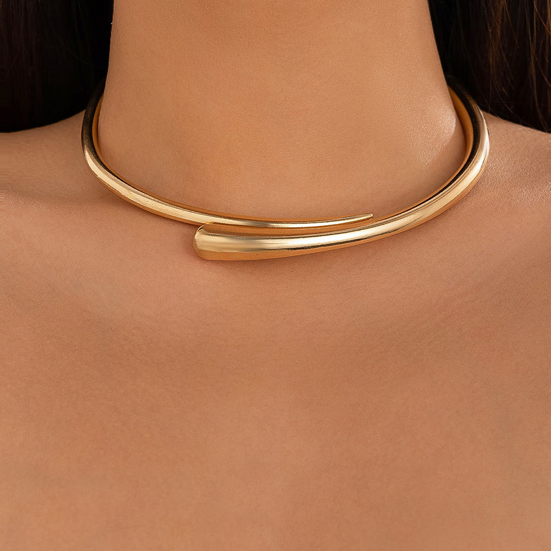 Glossy Surface Spring Open Collar Bracelet Simple Necklace