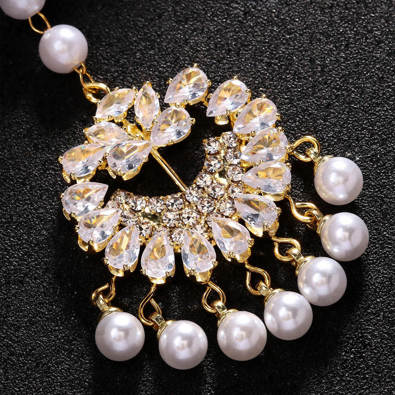 Pearl Forehead Diamond Headdress Ethnic  Hair Chain